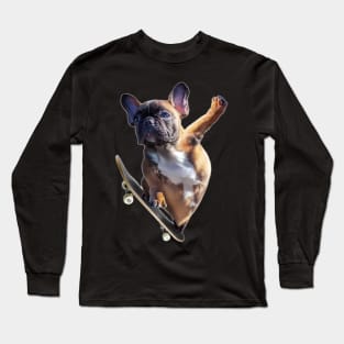 French Bulldog Dog Dogs Skateboard Skating Skateboarding Long Sleeve T-Shirt